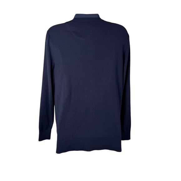 Club Monaco Sweater Top Womens Small Wool Blend Navy Twofer Layered Blouse - Picture 5 of 16